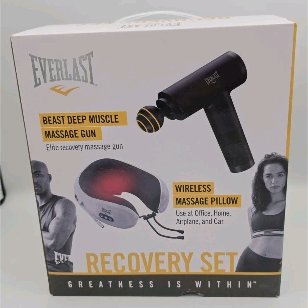 Everlast Recovery Set Beast Deep Muscle Massage Gun & Wireless Massage Pillow